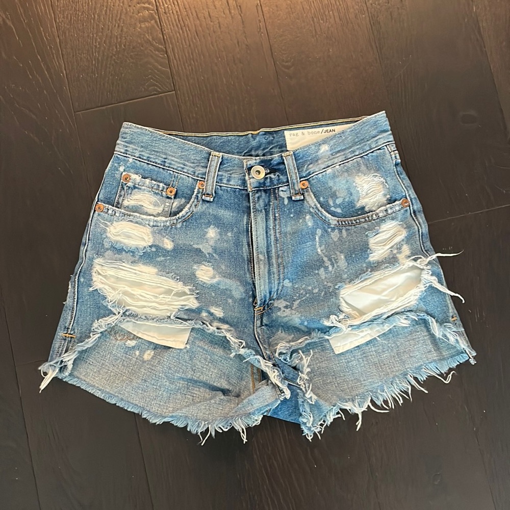 Rag & Bone High Waist Distressed Shorts Size 24